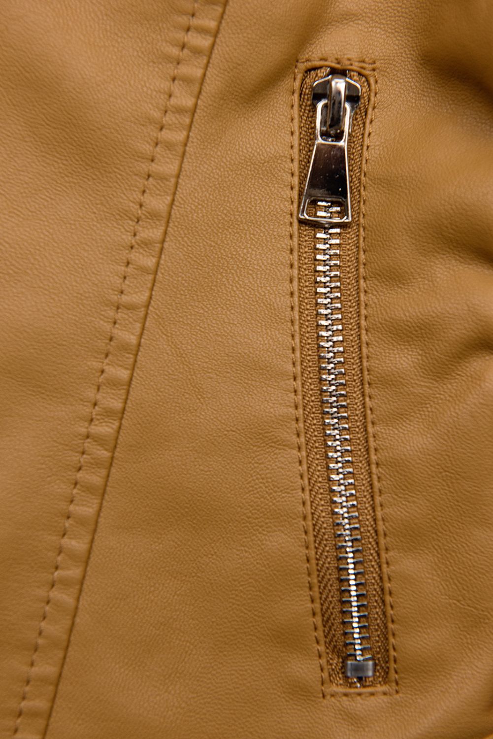 Basics Lederimitatjacke Camel Braun