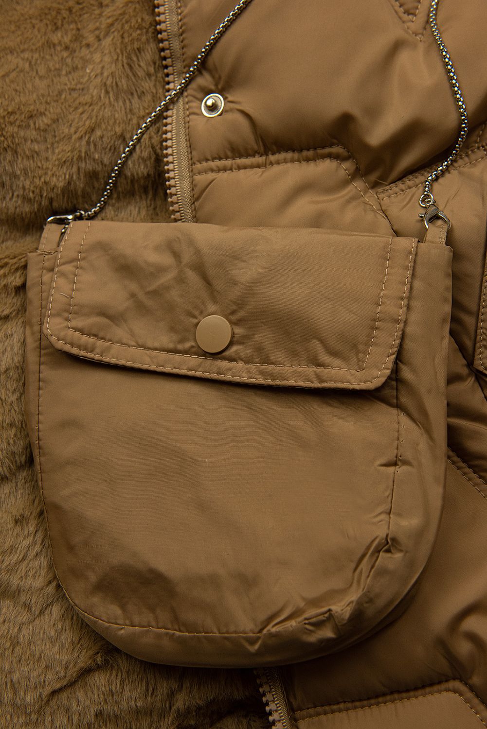 Steppjacke für Mädchen mit Handtasche Braun