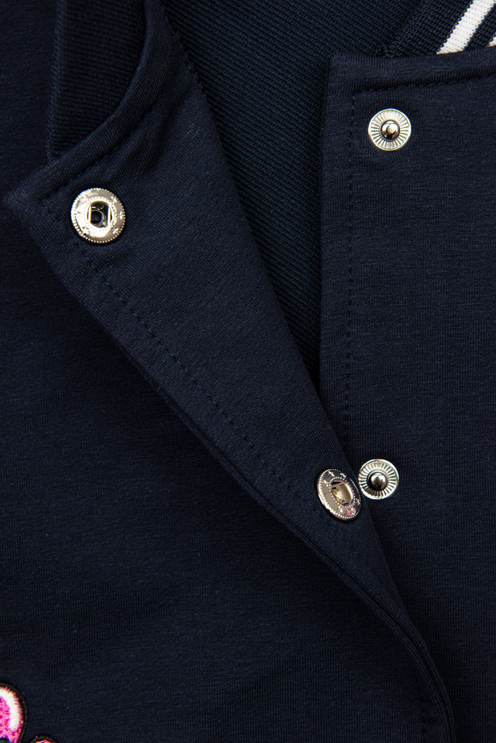 Sweatjacke im Collegestyle Dunkelblau/Pink