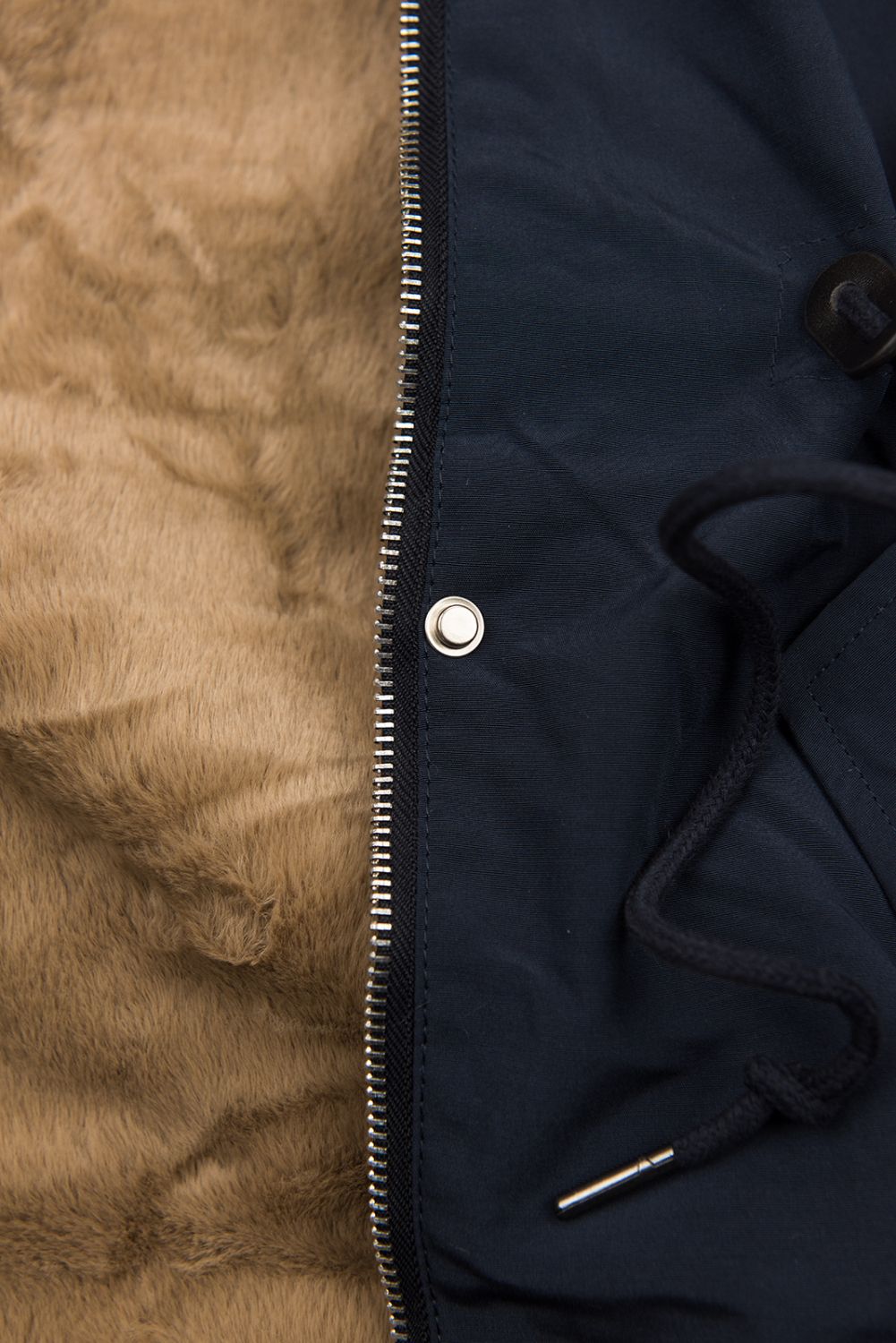 Winterparka mit abnehmbarem Kunstfell dunkelblau