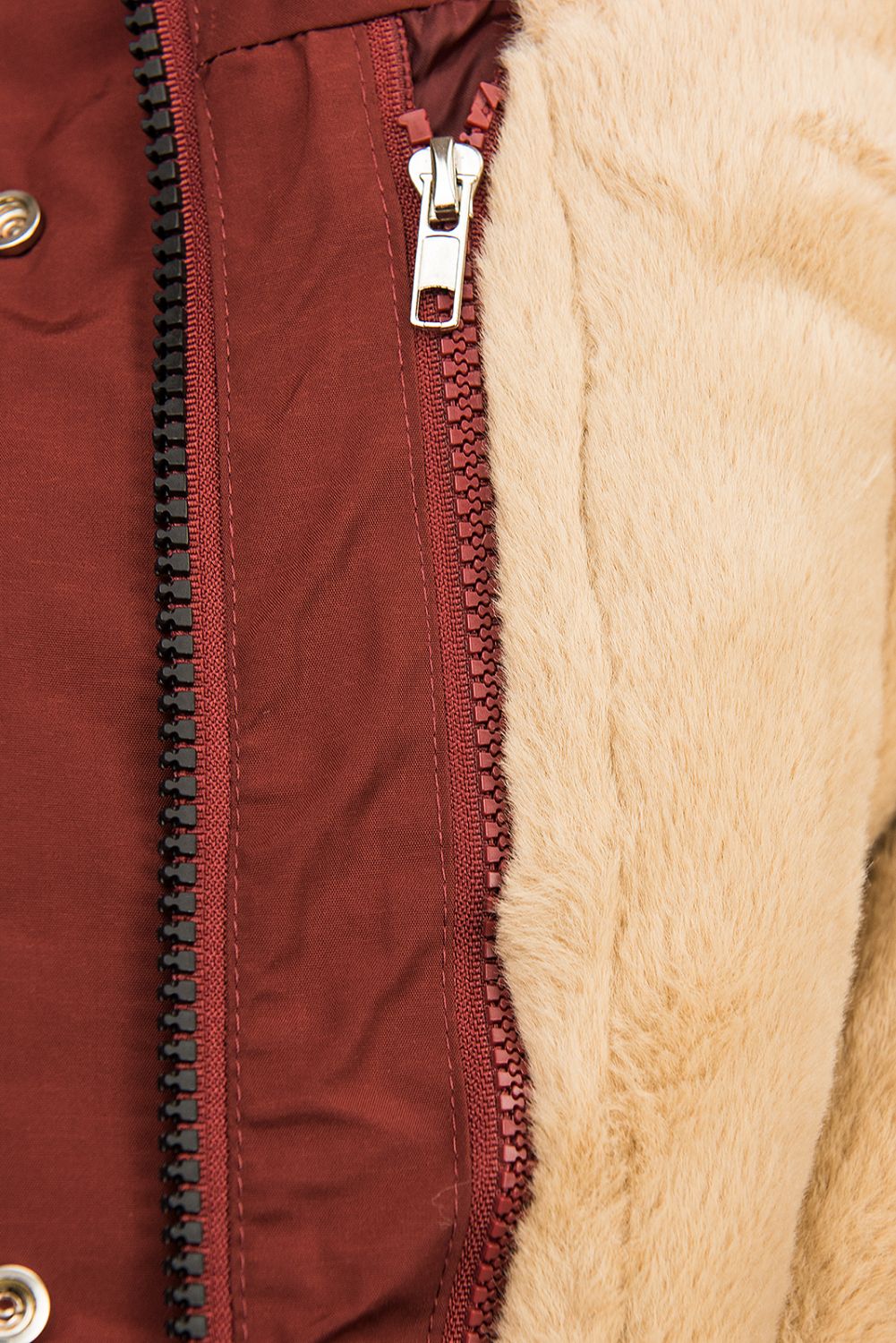 Parkajacke mit abnehmbarem Teddy-Futter braunrot