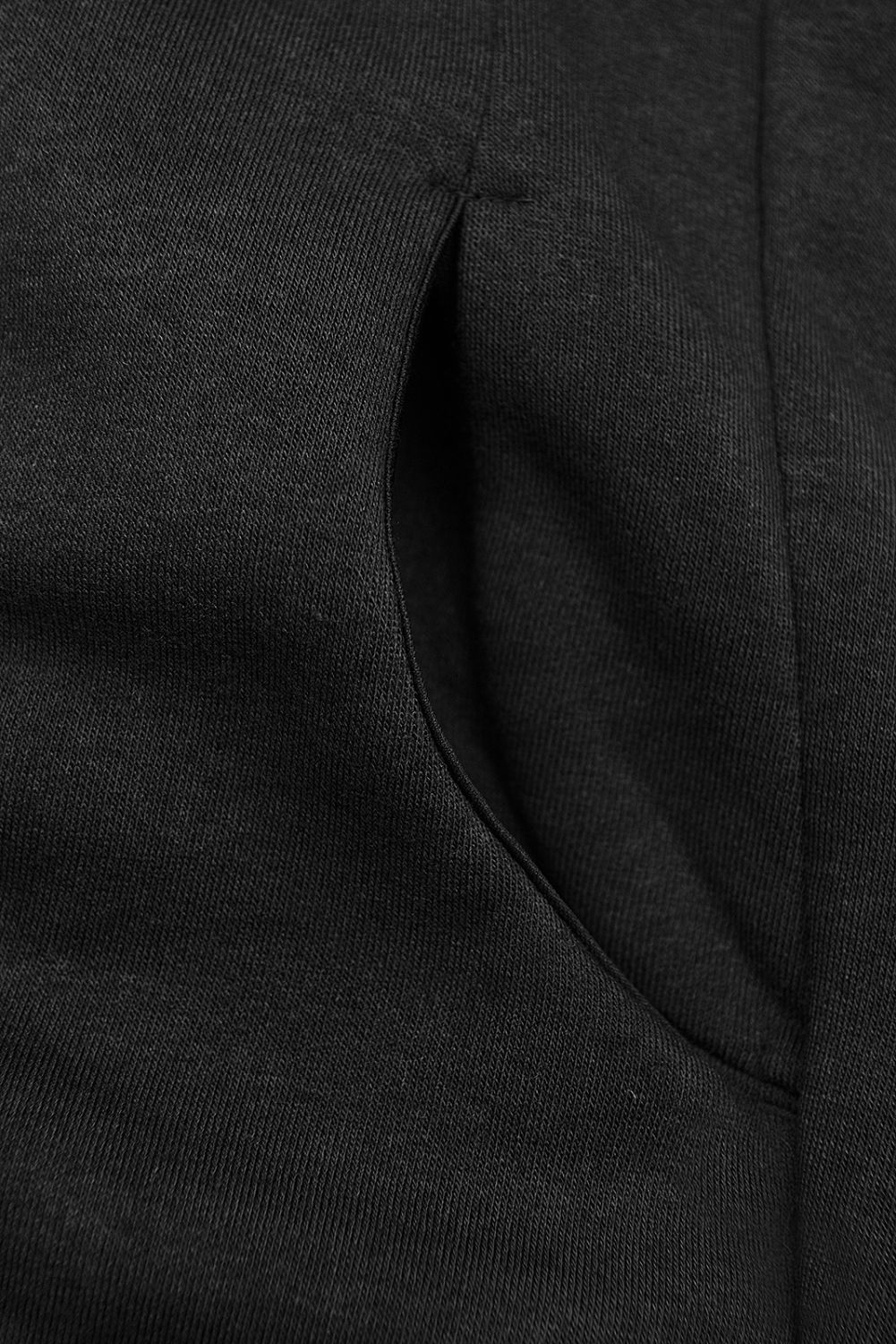 Trainingsanzug mit Kapuze und Blumenfutter schwarz