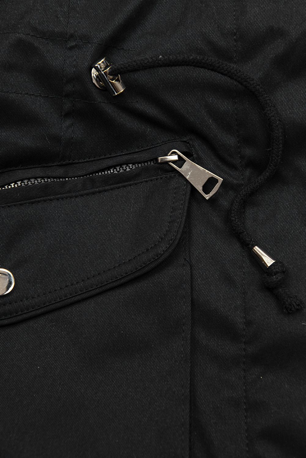 Parka mit abnehmbarem Futter und Kunstfell schwarz