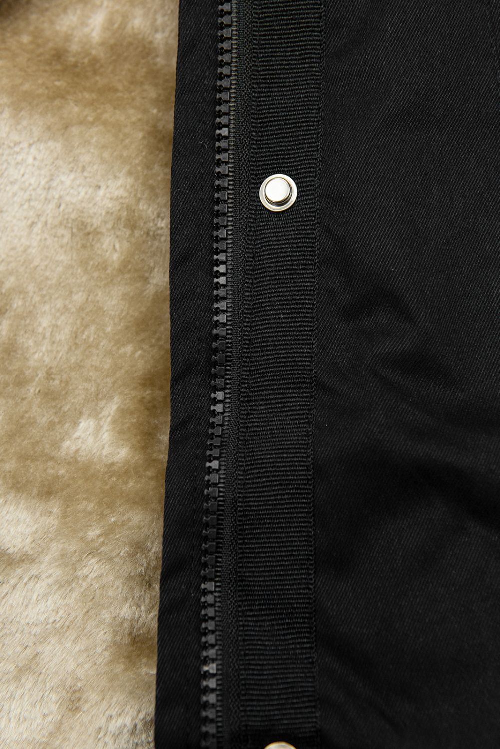 Parka mit abnehmbarem Futter und Kunstfell schwarz