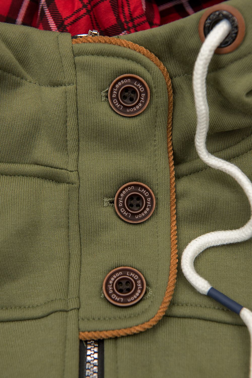 Sweatjacke mit Kordelzug in der Taille khaki