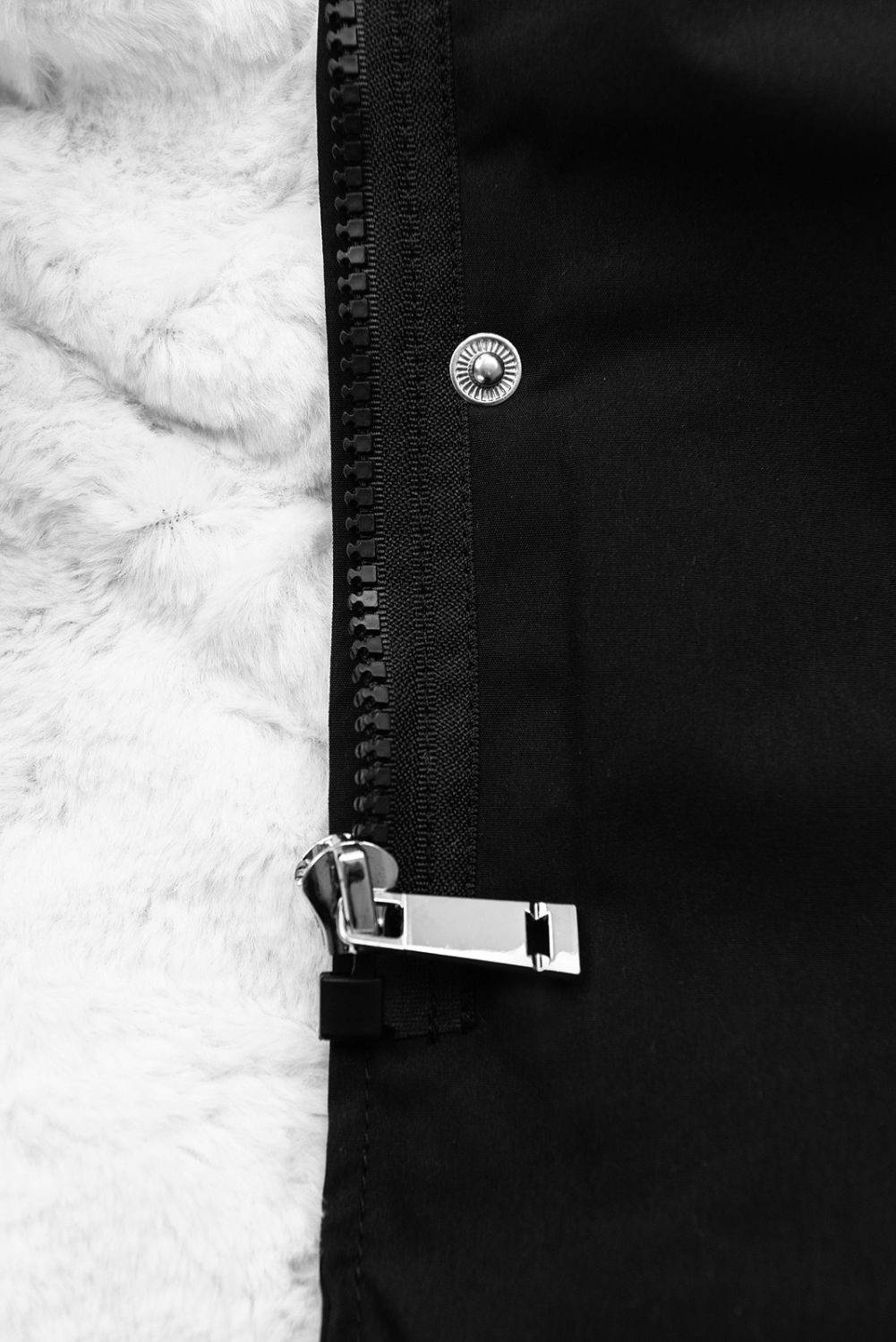 Parka mit abnehmbaren Fellimitat schwarz/weiß