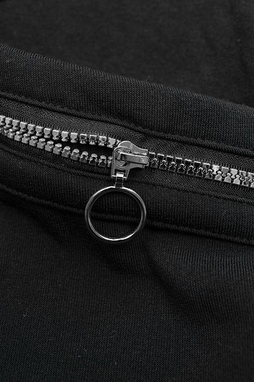 Verlängerte Sweatjacke mit Kapuze schwarz