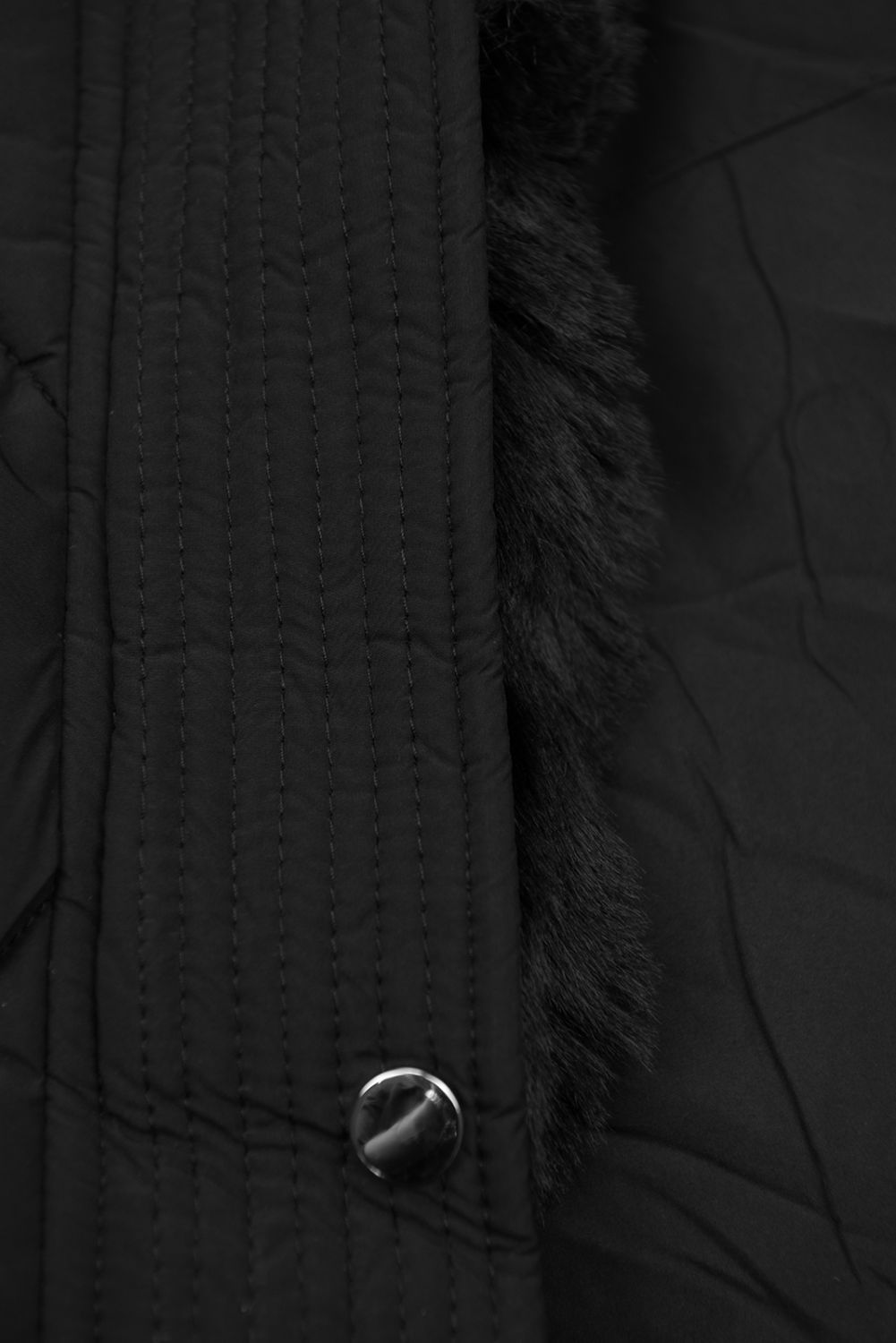 Damen-Steppjacke mit verstellbarer Taille Schwarz