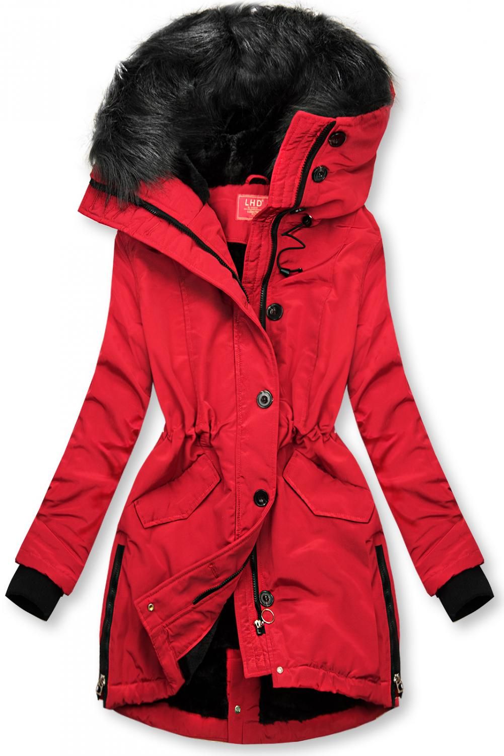 Winterjacke mit hohem Kragen rot