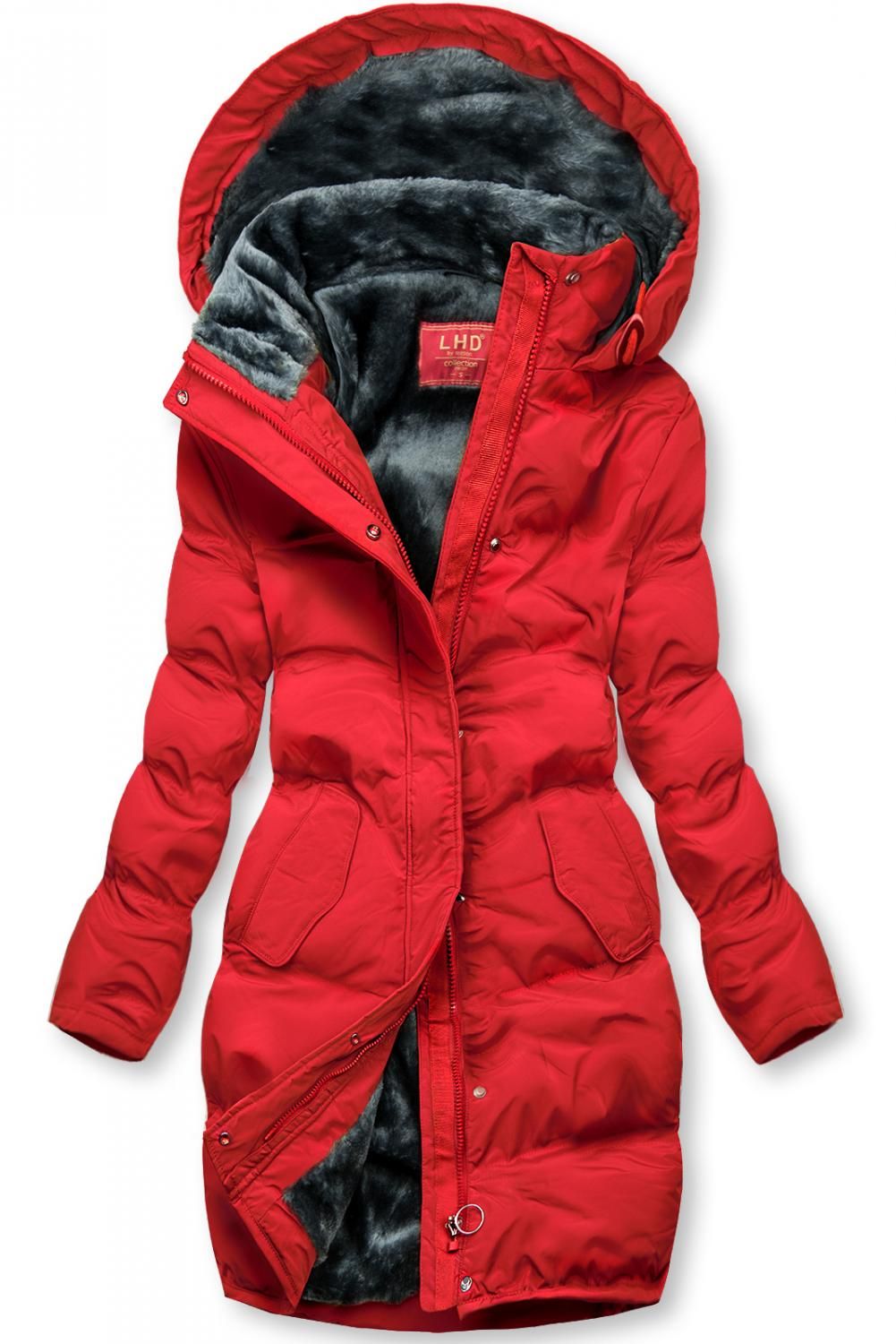 Winterjacke mit kuscheliger Teddy Fleece rot