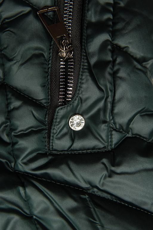 Gesteppte Winterjacke mit hohem Kragen grün