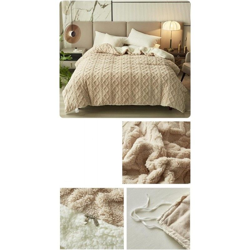 Weiche Plüschdecke XXL 180x220 Beige