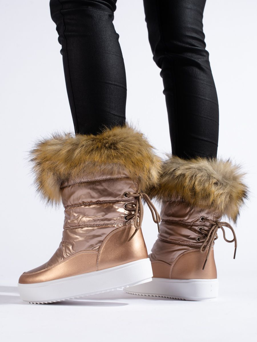 Rosa Schneestiefel mit Fell