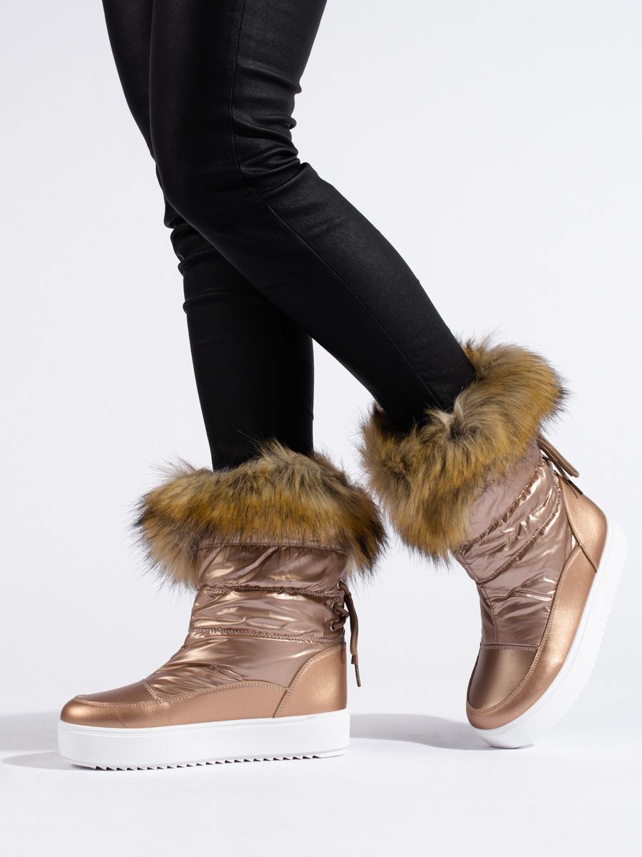 Rosa Schneestiefel mit Fell