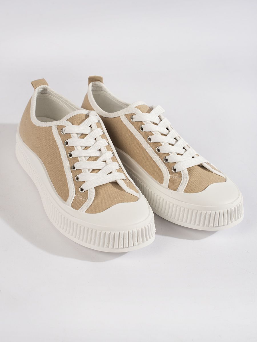 Beige Damen Sneakers auf Plattform