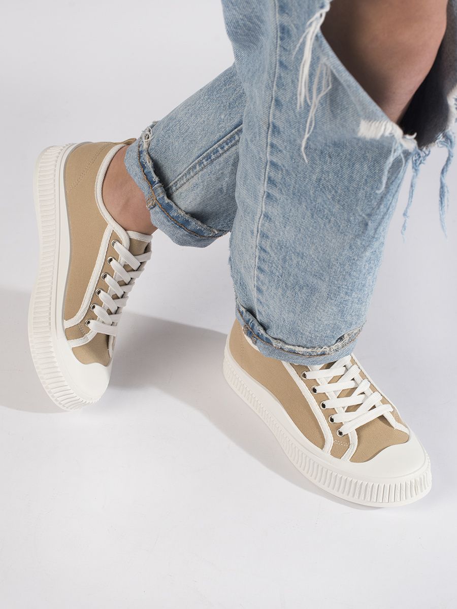 Beige Damen Sneakers auf Plattform