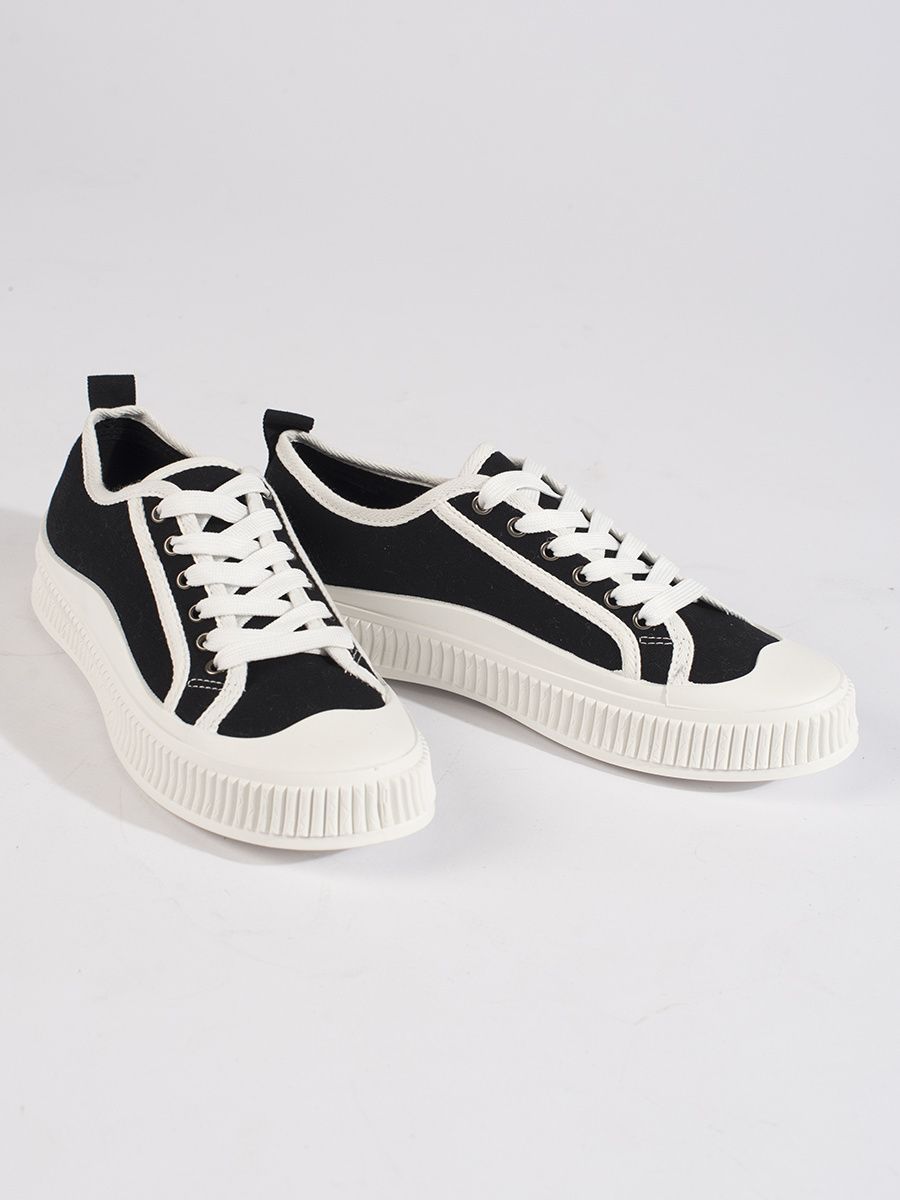 Damen Schwarz-Weiß Plattform Sneakers