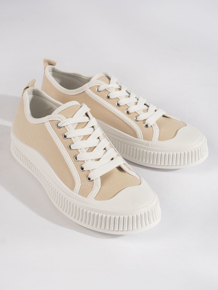 Beige Damen Sneakers auf Plattform