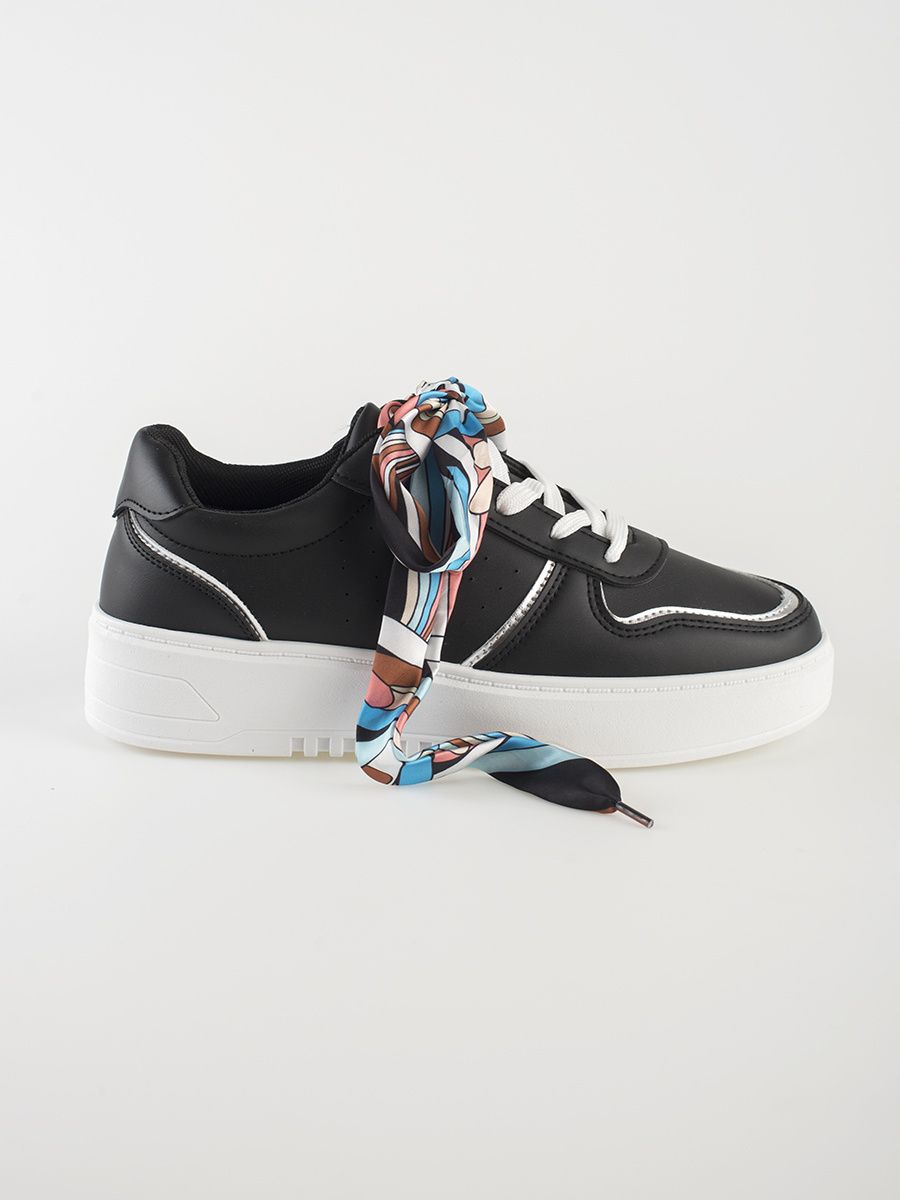 Schwarze Damen Sneaker mit Schnürung