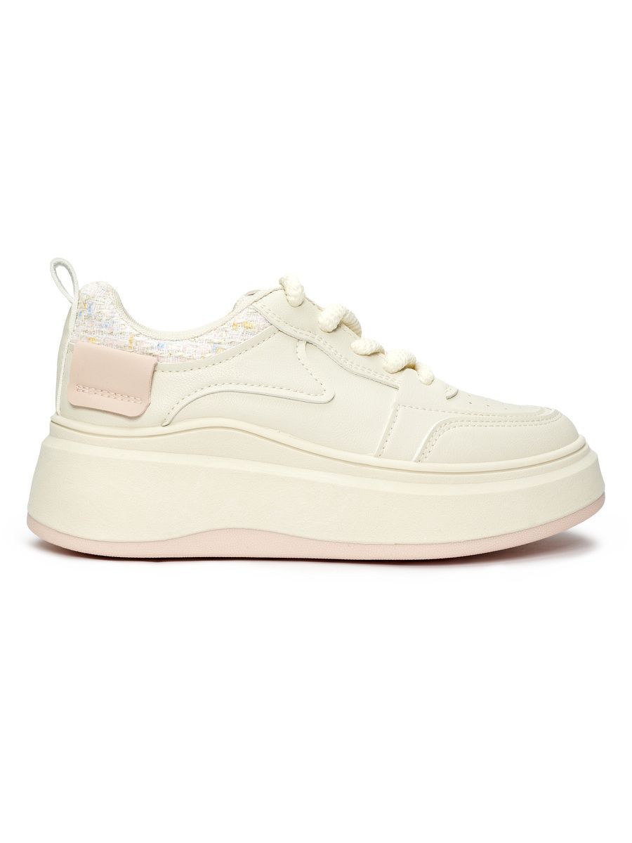 Damen beige Sneakers mit dicker Sohle