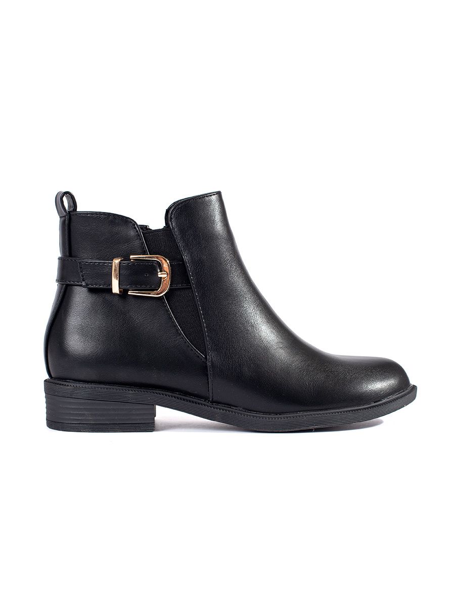 Schwarze Damen Stiefeletten mit goldenen Details