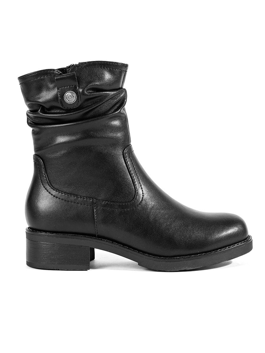 Schwarze gefütterte Leder-Stiefeletten für Damen Sergio Leone
