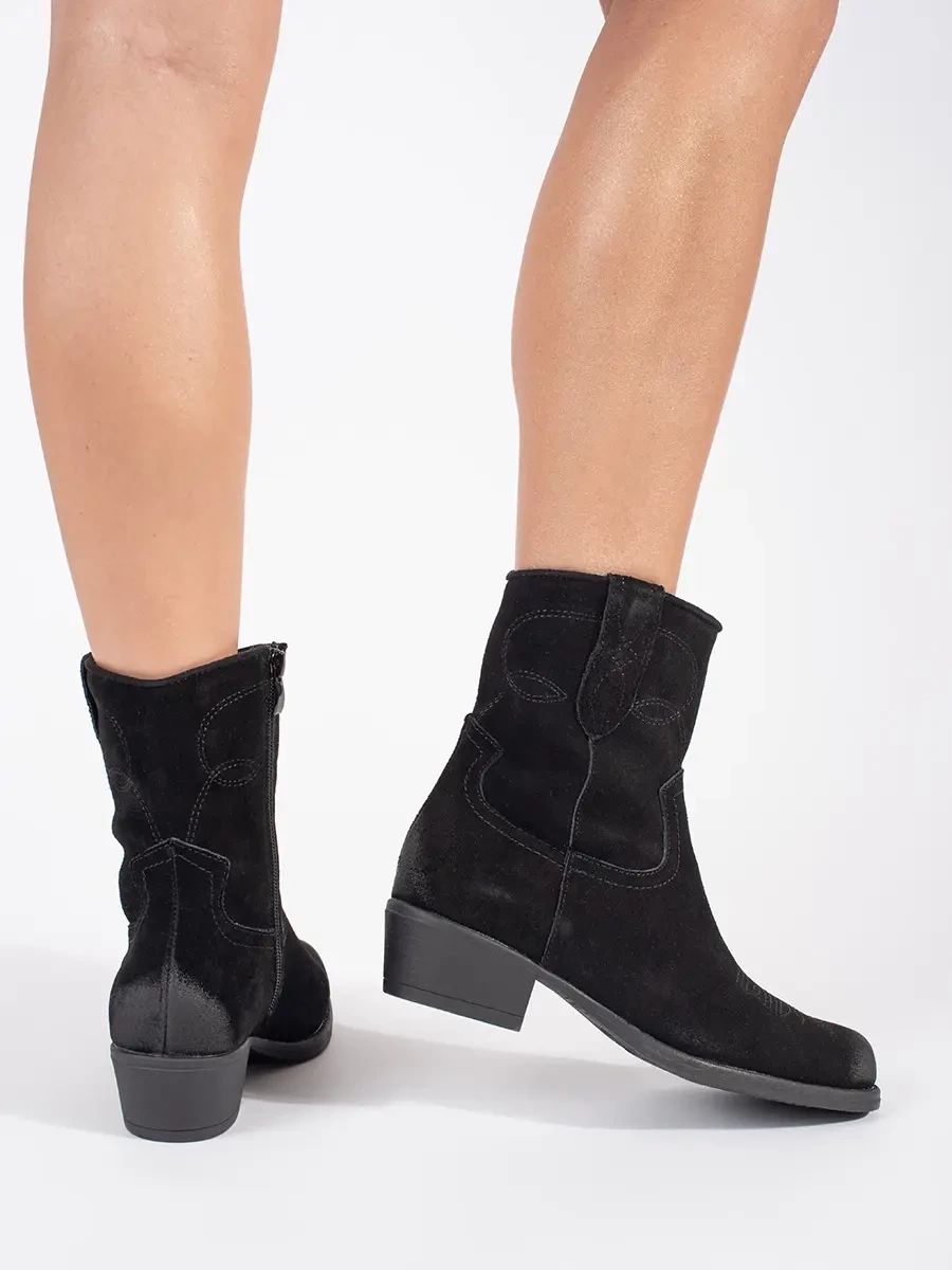 Schwarze Leder-Cowboy-Stiefeletten Sergio Leone