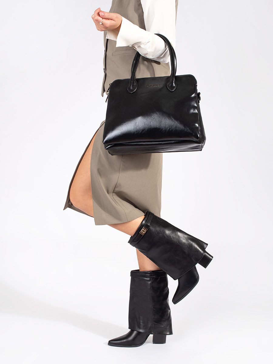 Schwarze elegante Damenstiefeletten mit Absatz