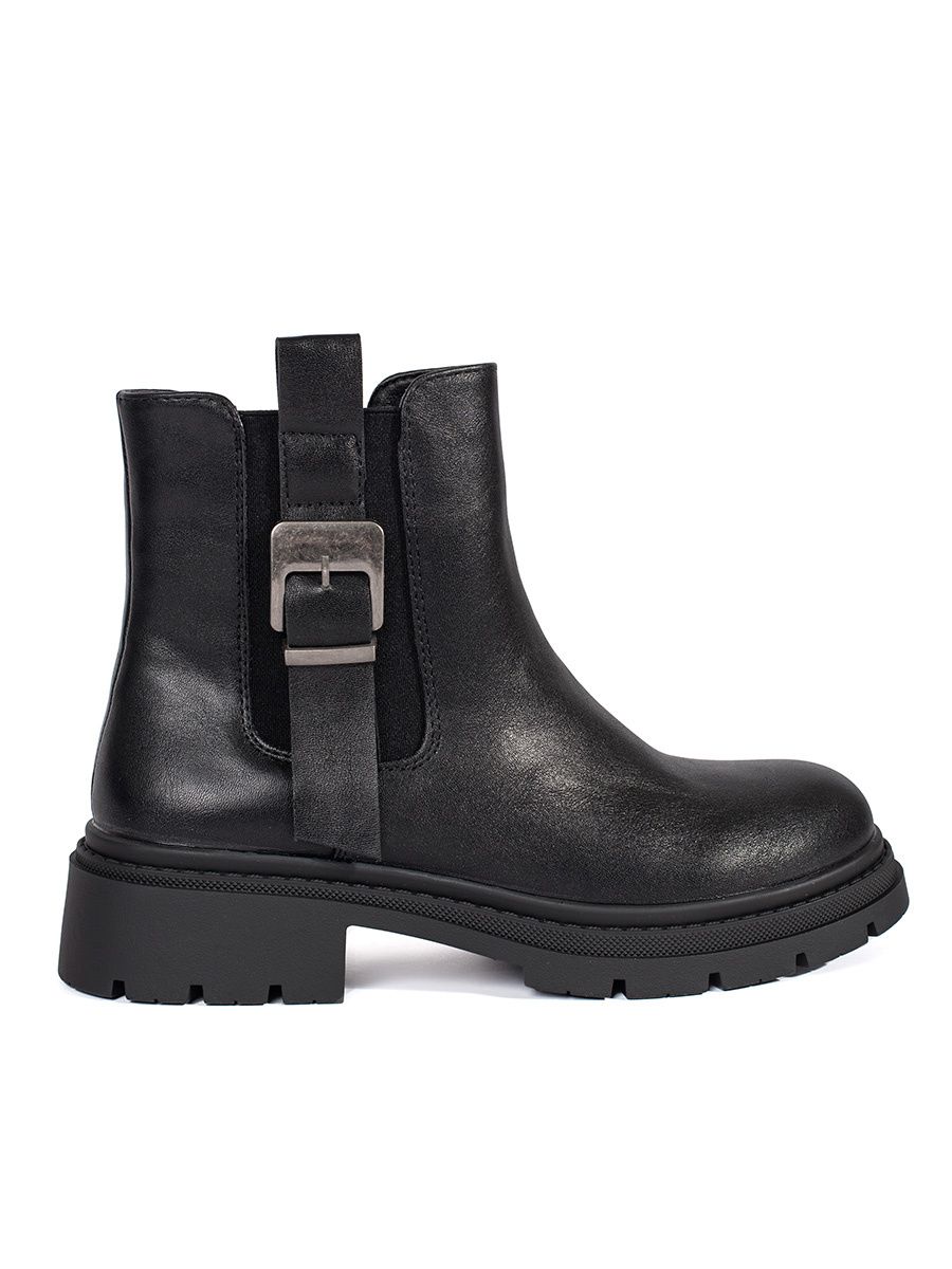 Schwarze Damen Stiefeletten mit Schnalle