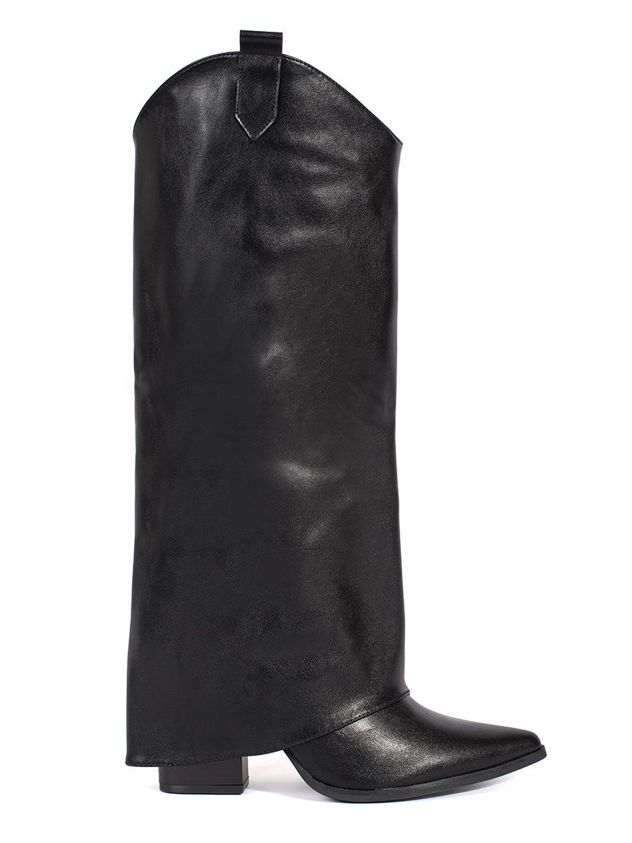 Schwarze Damenstiefel im Cowboy-Stil mit Absatz