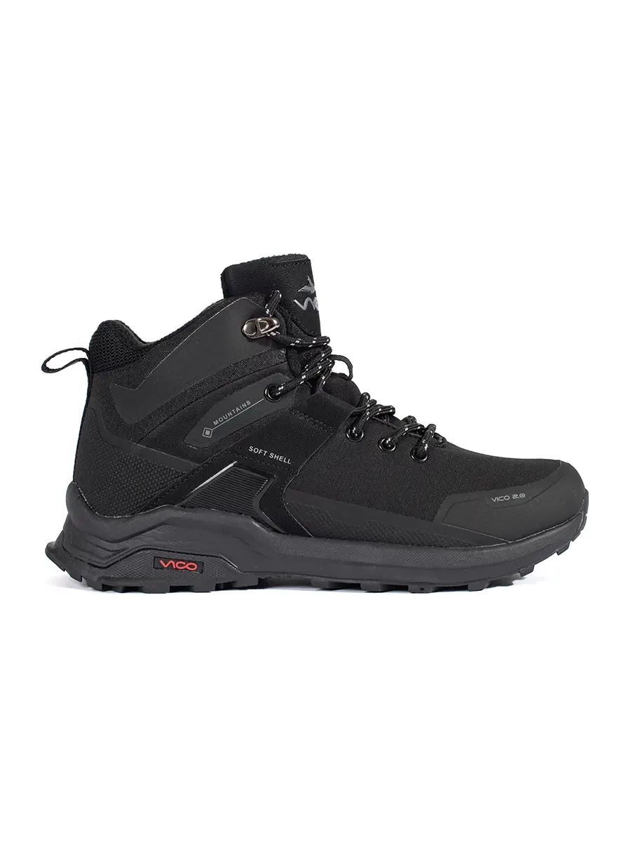 Schwarze gefütterte Wanderschuhe