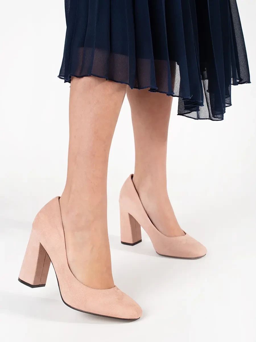 Beige Wildleder Pumps mit hohem Absatz