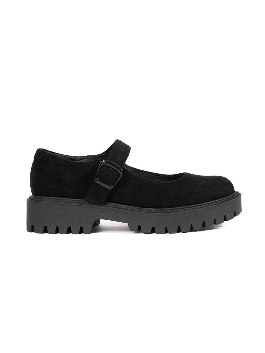 Schwarze Wildleder Slipper mit Plattform
