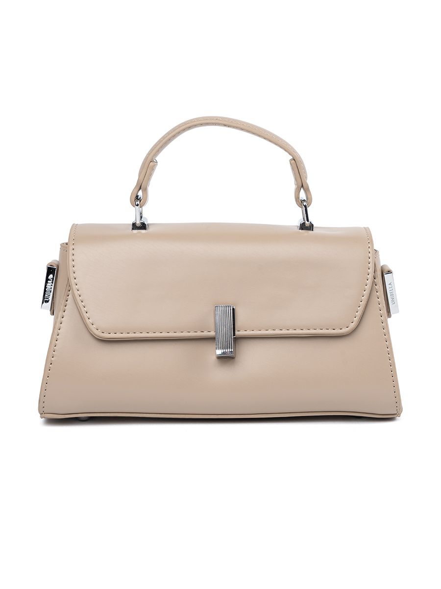 Beige kleine Handtasche mit Henkel