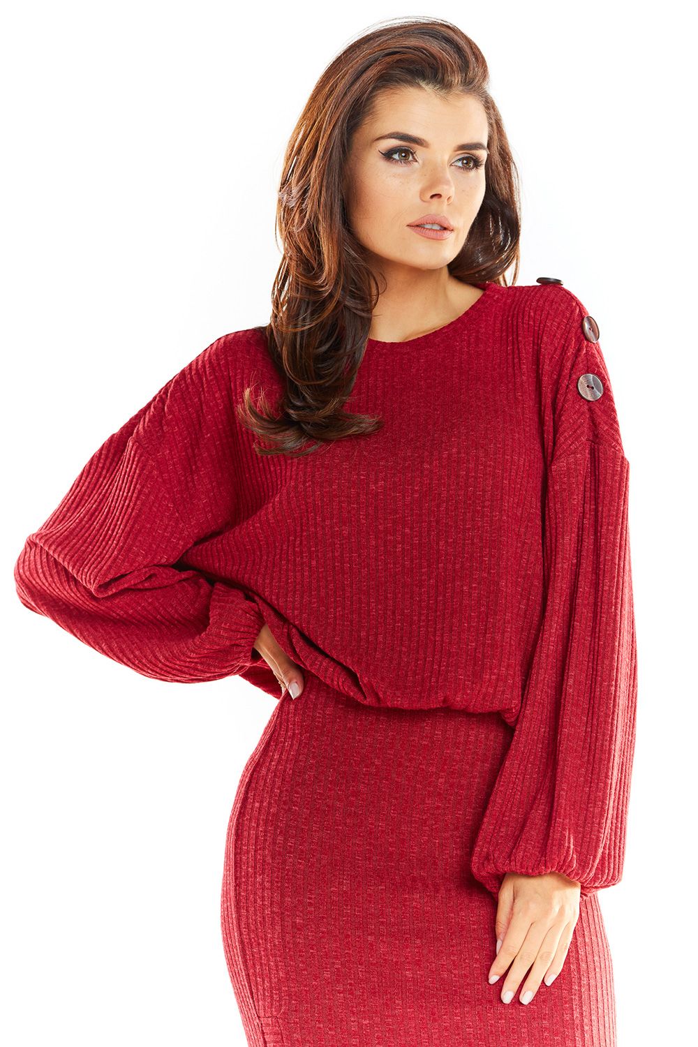 Oversized Pullover mit Kimonoärmeln in Bordeaux