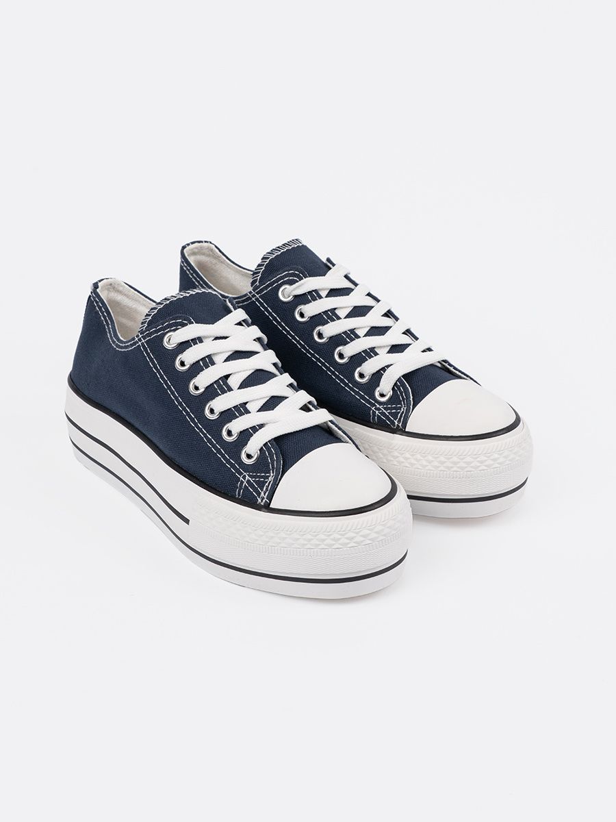 Damen Sneaker in Marineblau mit Plateau