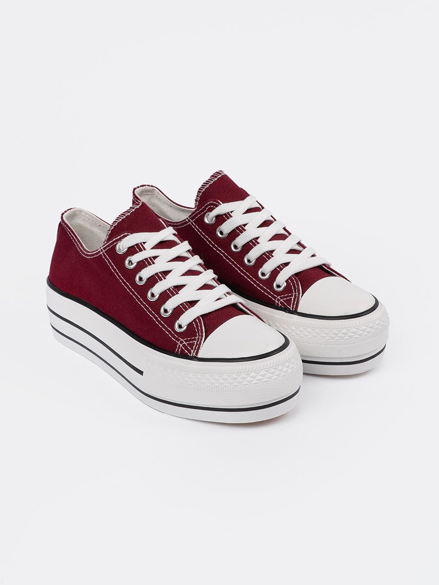 Bordeaux Damen Sneakers auf Plattform