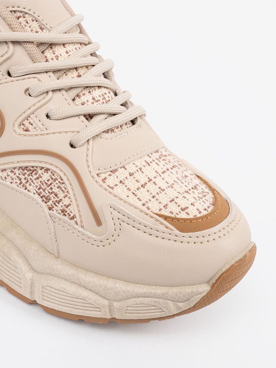 Helle beige Damen Sneakers auf Plattform