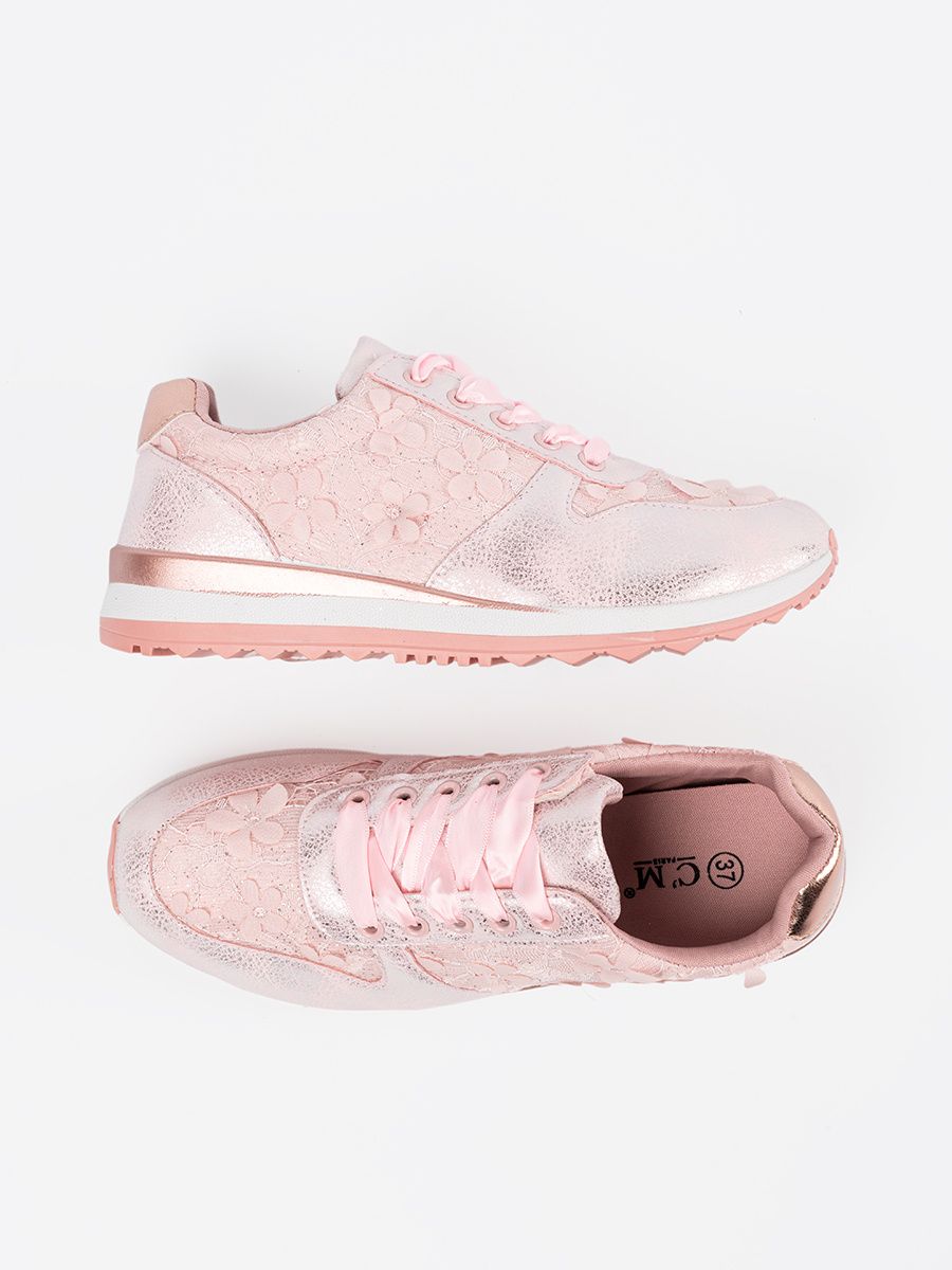 Rosa Sneakers mit Blumenmuster