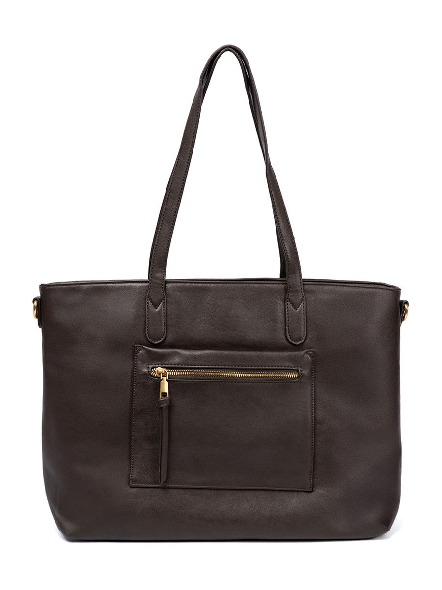 Dunkelbraune Tasche mit goldenen Elementen
