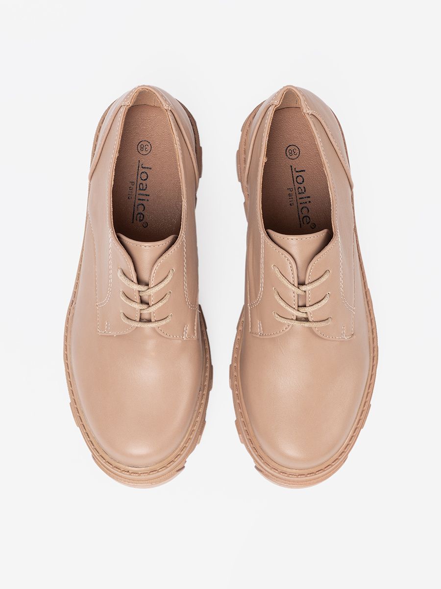 Beige Schnürschuhe mit Plateau