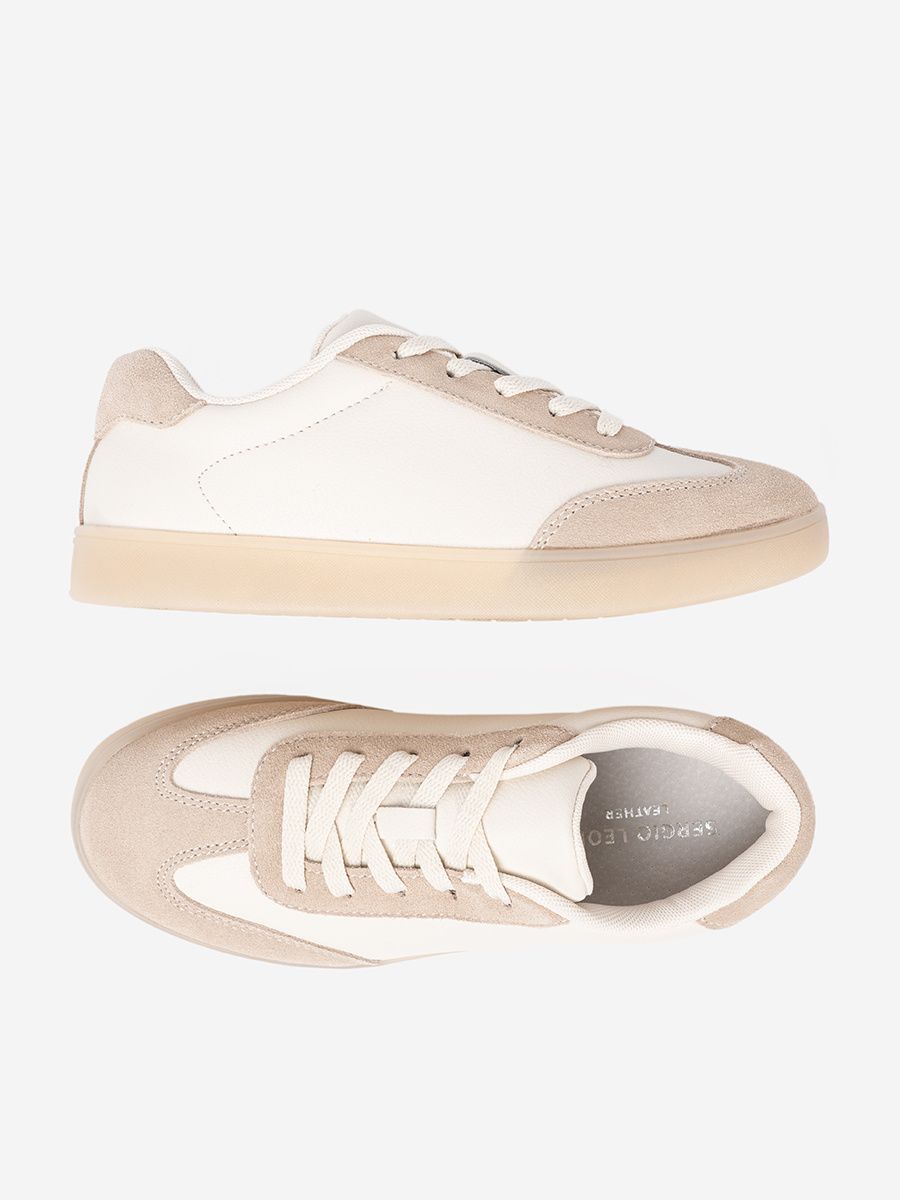 Weiß-beige Damen Sneakers