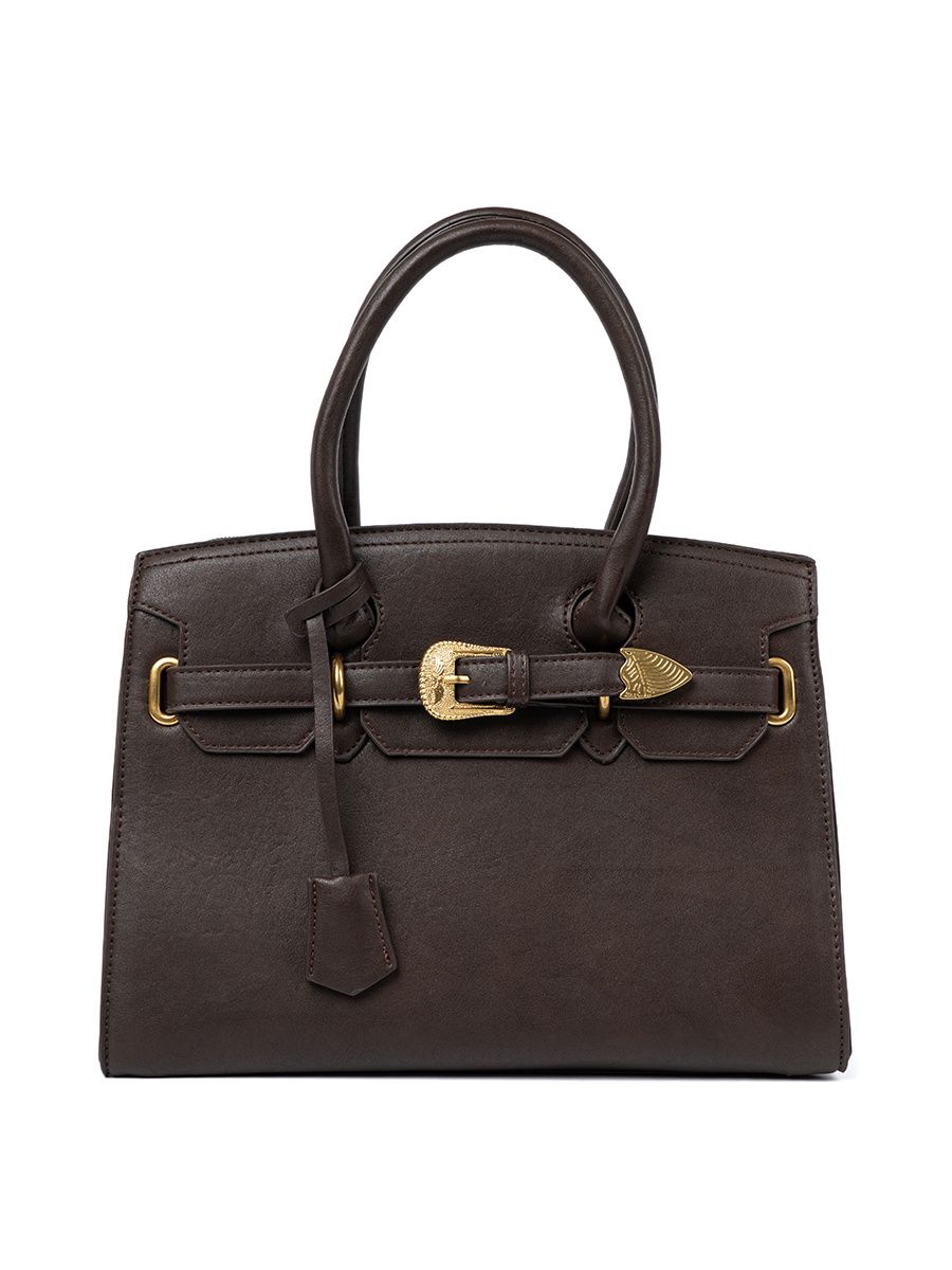 Elegante braune Handtasche mit dekorativer goldener Schnalle