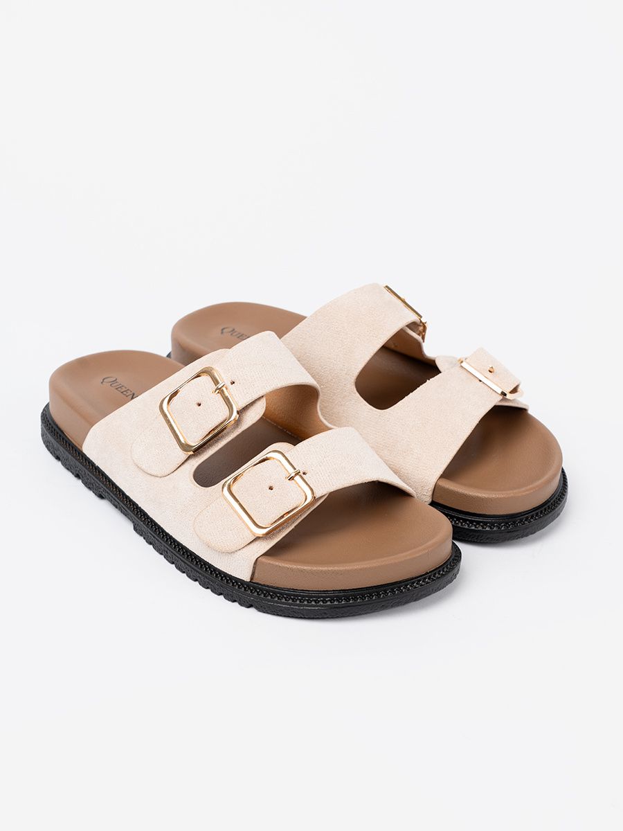 Stilvolle beige Sandalen mit Wildleder-Optik