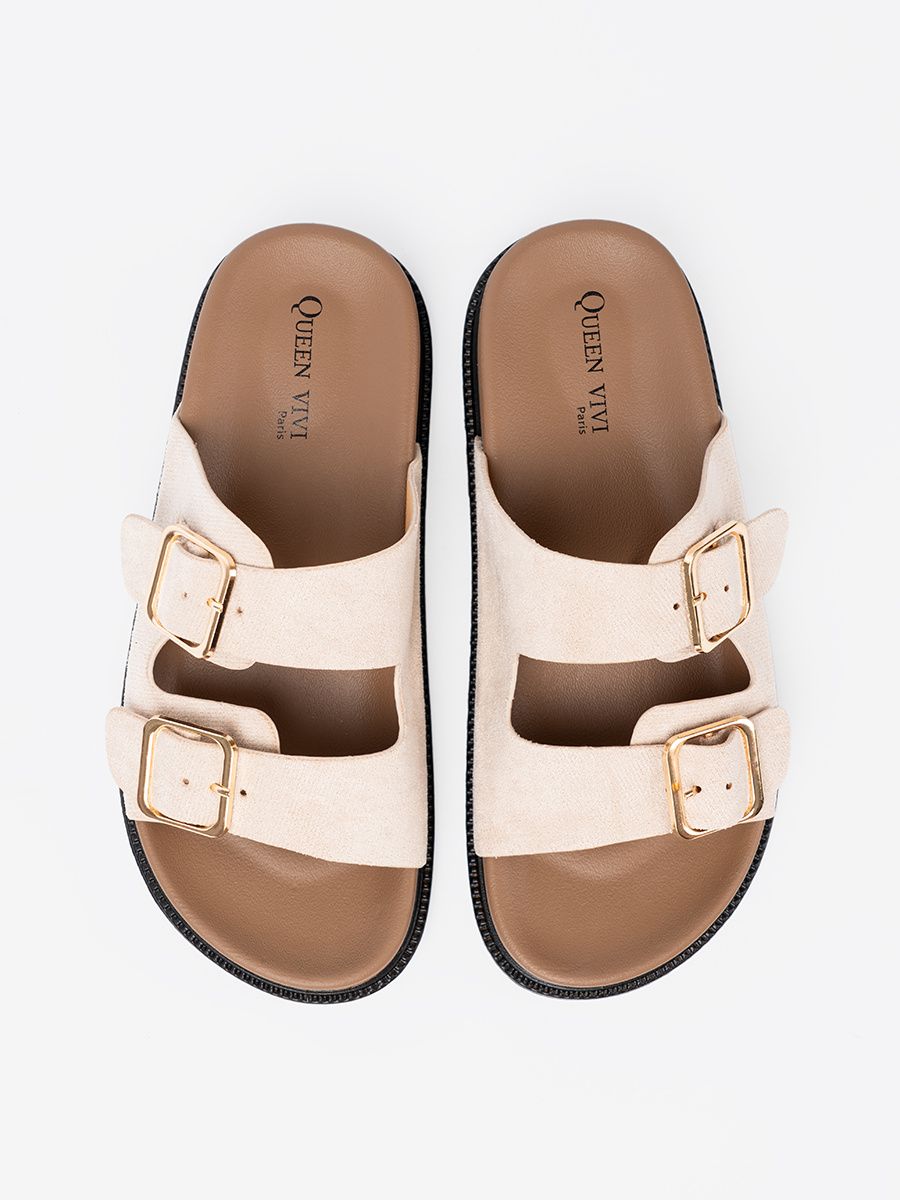 Stilvolle beige Sandalen mit Wildleder-Optik
