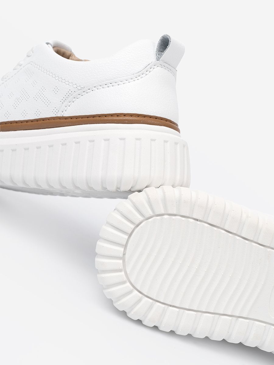 Weiße Leder Sneakers auf Plattform von Sergio Leone