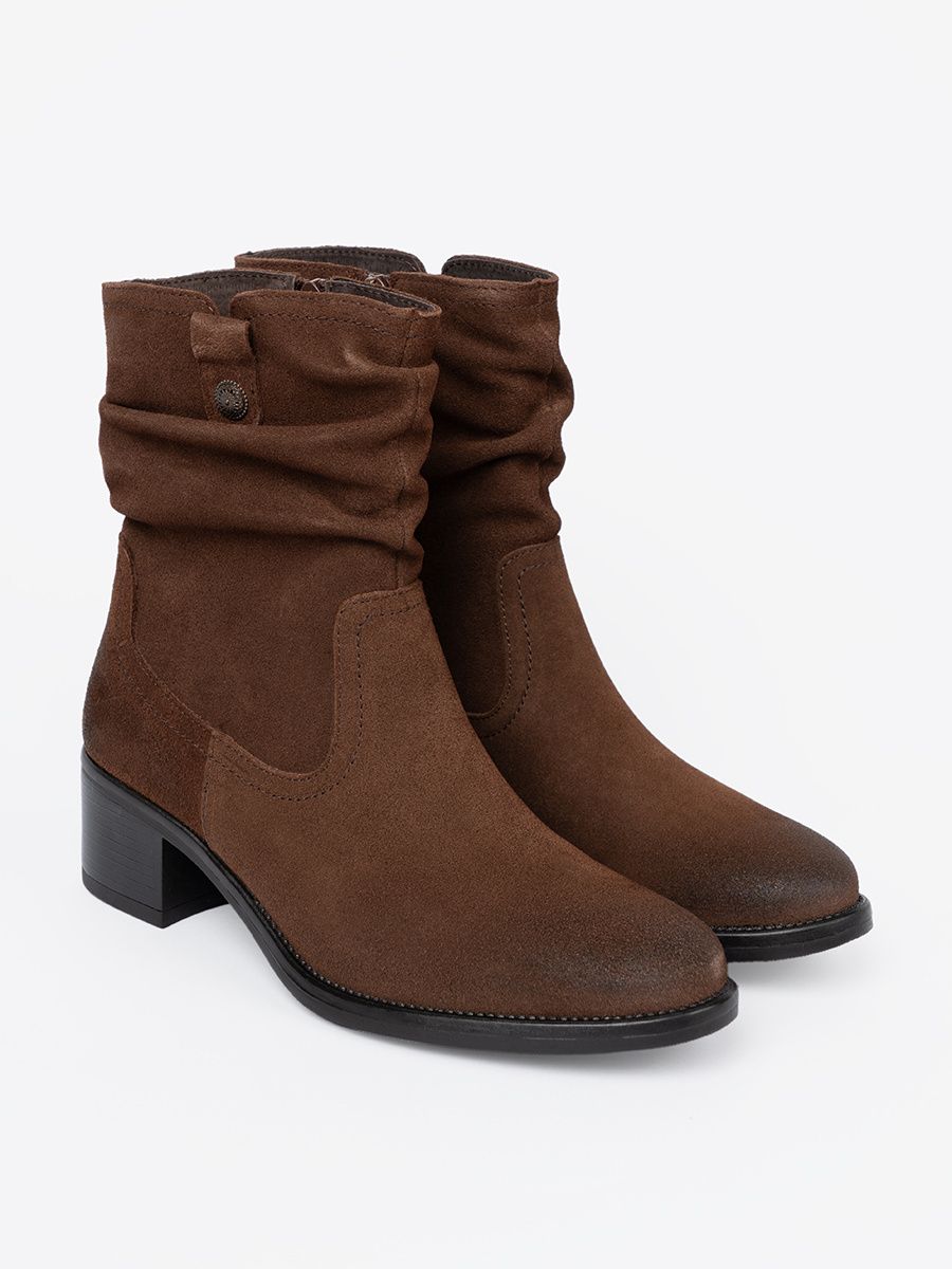Braune Leder Stiefeletten mit gerafftem Schaft von Sergio Leone