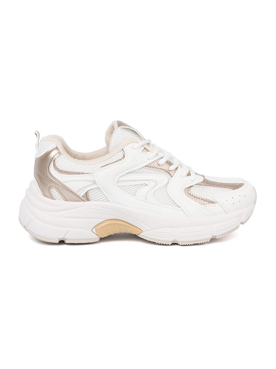 Weiße Sneakers mit beige-goldenen Akzenten