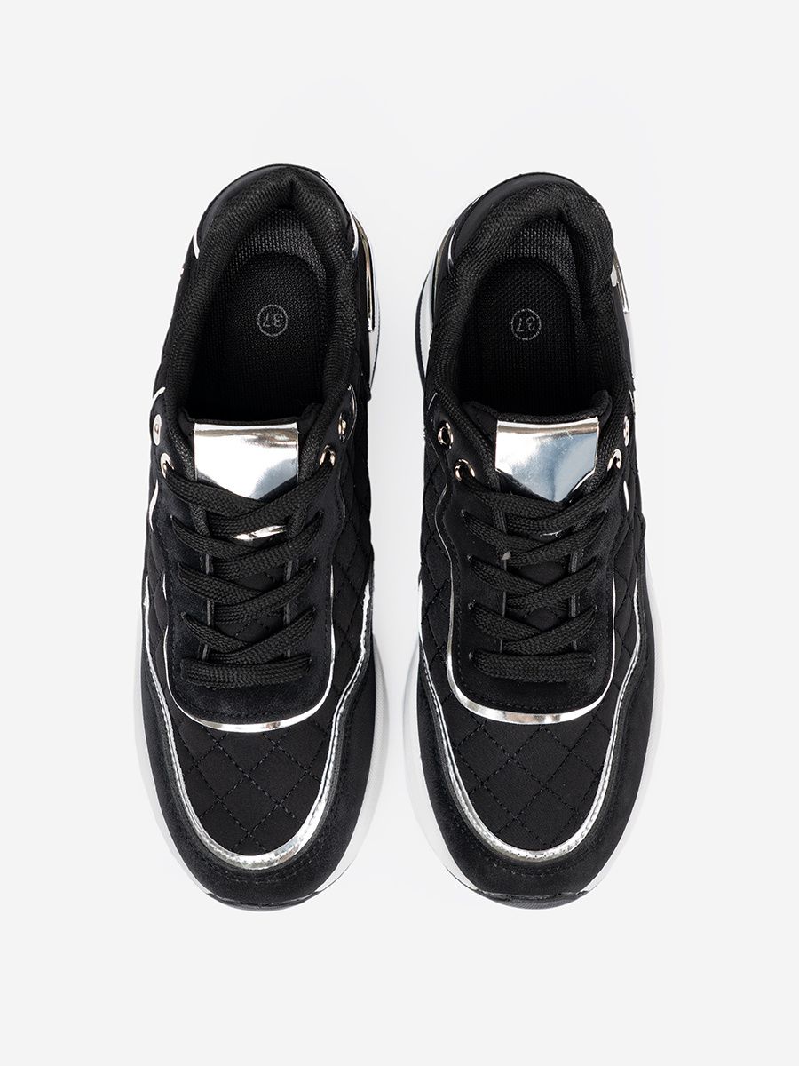 Schwarze Damen Sneakers mit Keilabsatz