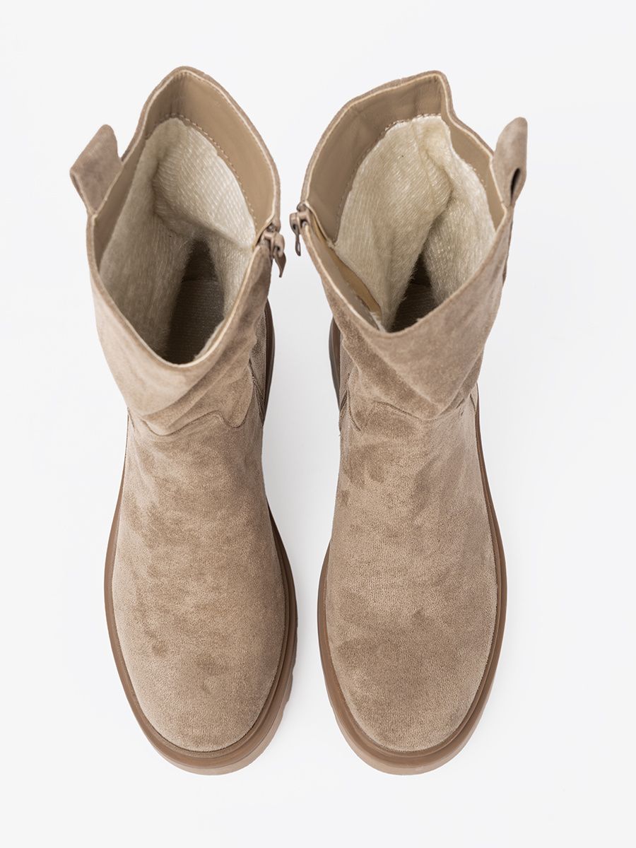 Beige Stiefeletten mit dicker Sohle